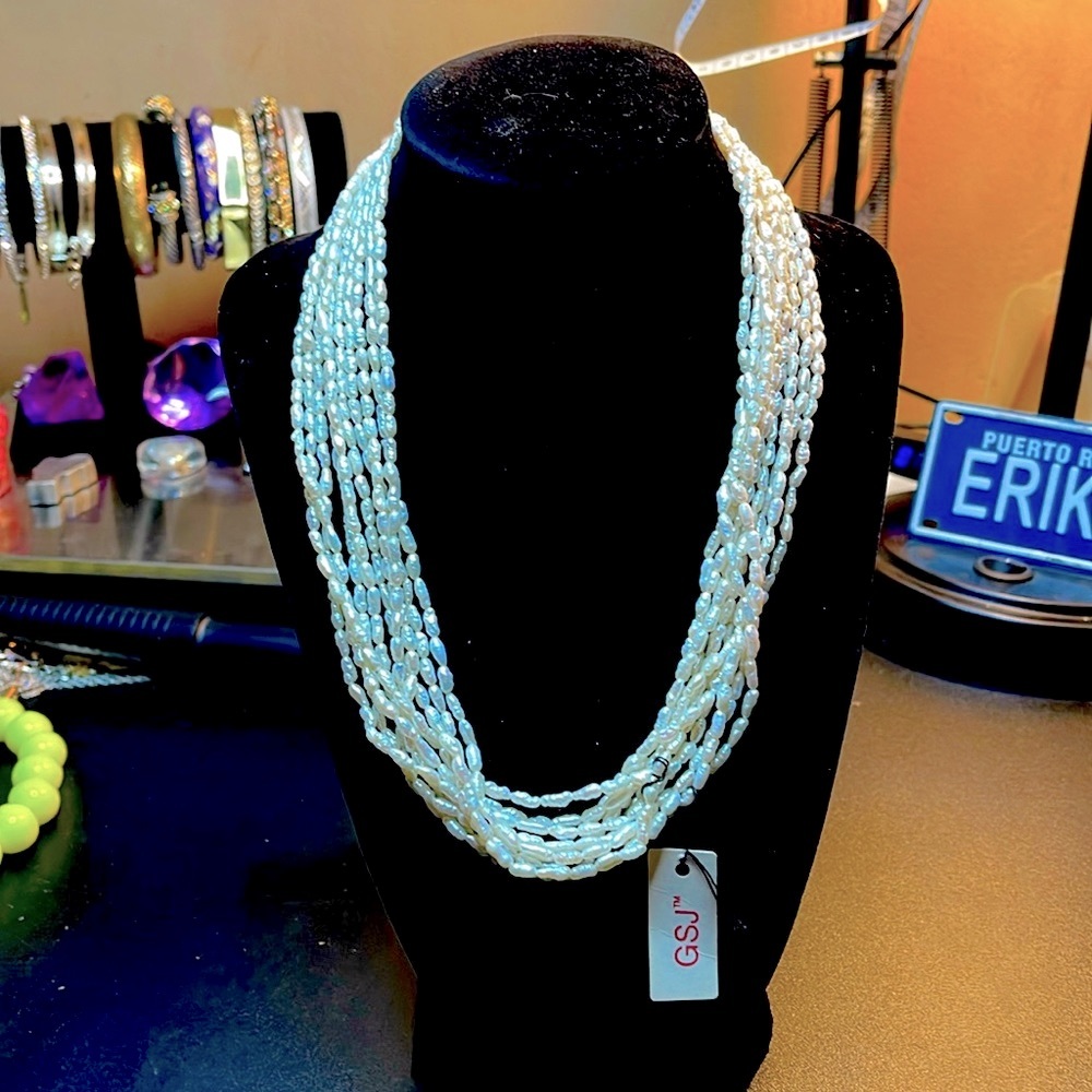 Multistrand GSJ Sterling Freshwater Pearl Necklage